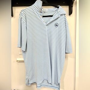 Peter Millar Blue and White Striped Polo Shirt